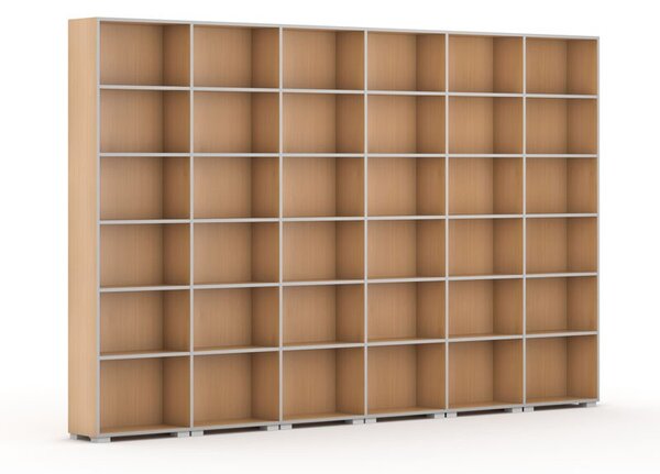 Knihovna SILVER LINE, 6 sloupců, 2230 x 3600 x 400 mm, buk