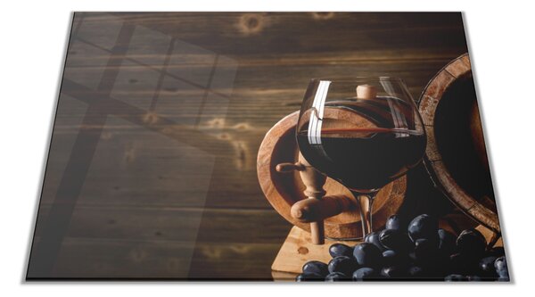 Skleněné prkénko sudy červeného vína - 30x20cm