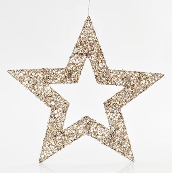 Eurolamp Hvězda, zlatá s glitry, 60 cm
