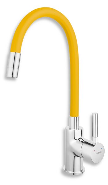 Novaservis Dřezová stojánková baterie,žlutá-chrom s elastickým ramenem