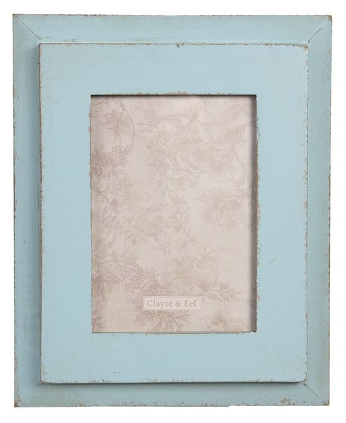 Modrý dřevěný vintage fotorámeček - 22*3*28 cm / 13*18 cm