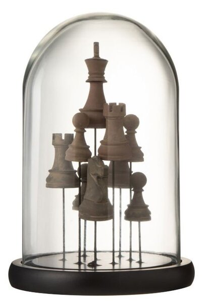 Dekorační podnos se skleněným poklopem Šachy - Ø17 *25 cm