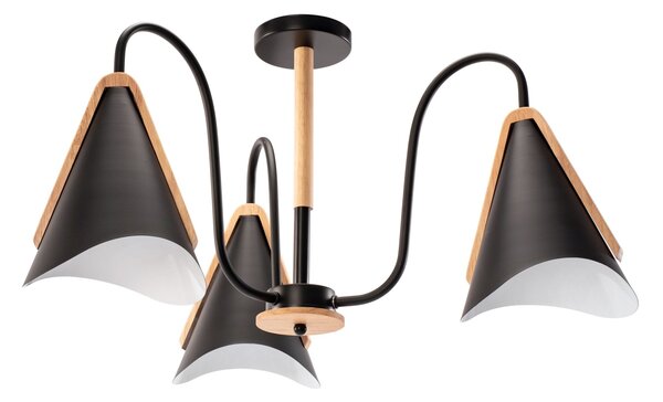 Toolight - Skandidávská závěsná lampa 3-ramenná 3xE27 60W APP442-CP, černá, OSW-08980