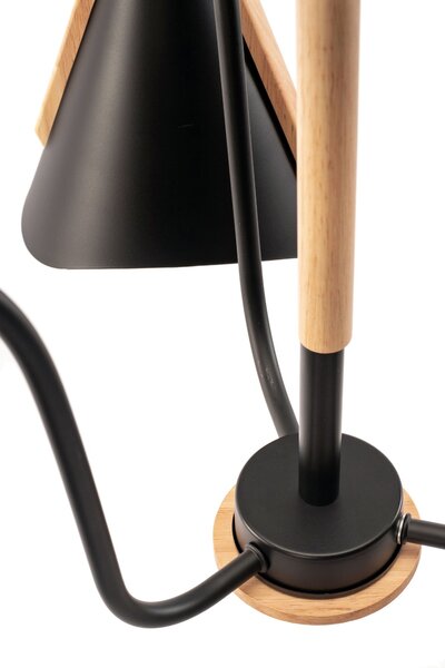 Toolight - Skandidávská závěsná lampa 3-ramenná 3xE27 60W APP442-CP, černá, OSW-08980