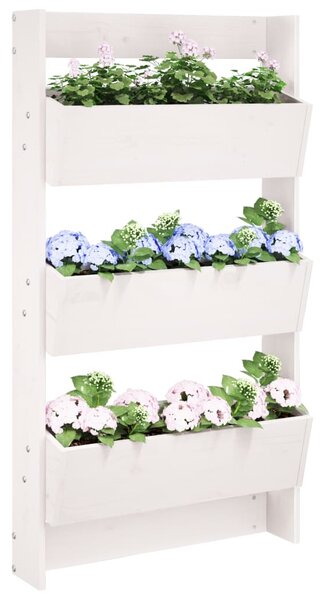 Nástěnný truhlík 3patrový 60x18,5x110 cm bílý masivní borovice