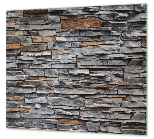 Ochranná deska šedo hnědá zeď kámen - 40x60cm / S lepením na zeď