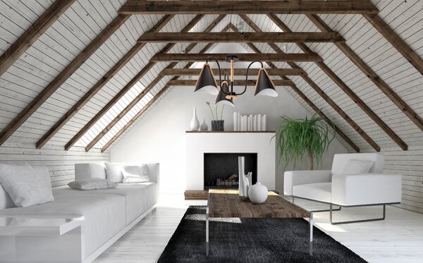 Toolight - Skandidávská závěsná lampa 3-ramenná 3xE27 60W APP442-CP, černá, OSW-08980