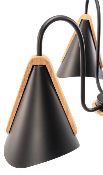 Toolight - Skandidávská závěsná lampa 3-ramenná 3xE27 60W APP442-CP, černá, OSW-08980