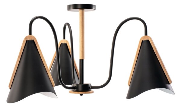 Toolight - Skandidávská závěsná lampa 3-ramenná 3xE27 60W APP442-CP, černá, OSW-08980