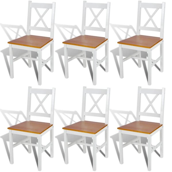 Jídelní židle 6 ks bílé borové dřevo