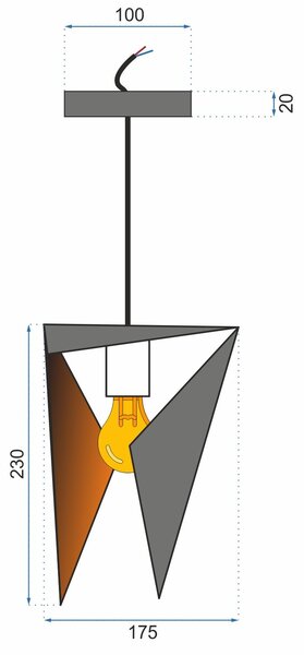 Toolight Trojúhelníková geometrická stropní lampa černá APP253-1CP