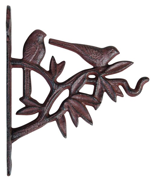 Litinový držák na květináč Birds, 18x22,5 cm, hnědá