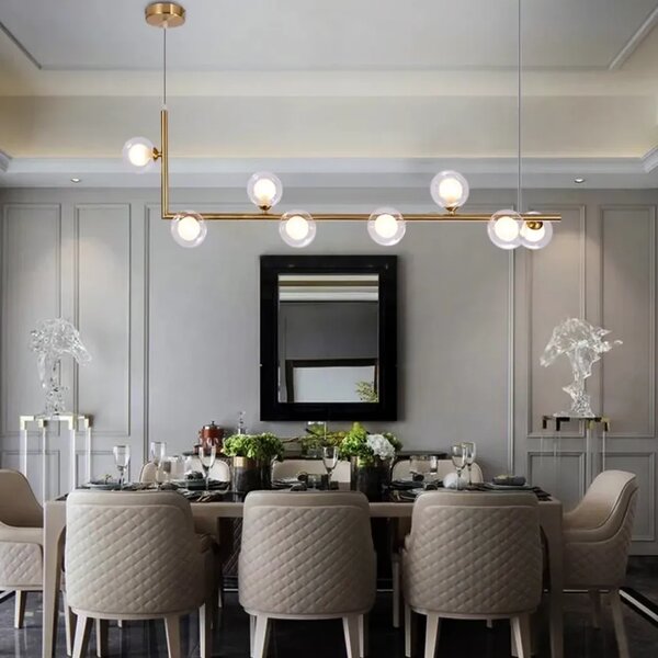 Toolight - Závěsná kovová lampa 8xG9, zlatá, OSW-03402