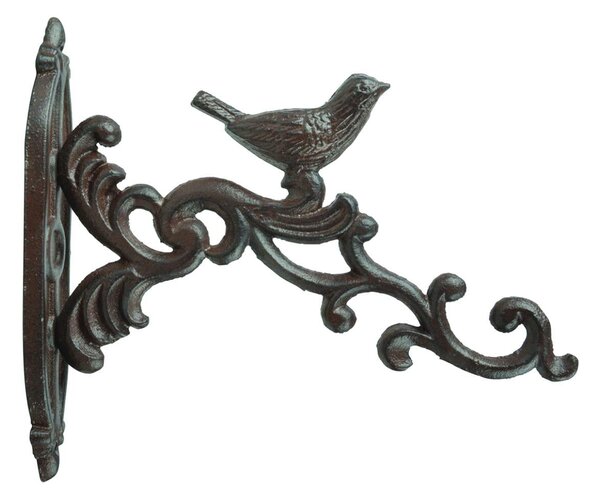 Litinový držák na květináč Bird, 5x21,5 cm, hnědá
