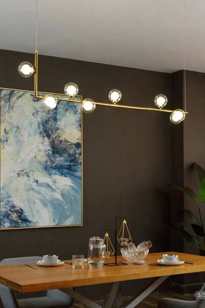 Toolight - Závěsná kovová lampa 8xG9, zlatá, OSW-03402