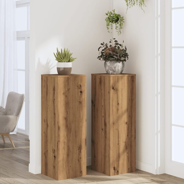 Stojany na rostliny 2 ks dub artisan 33 x 33 x 100 cm kompozit