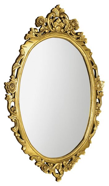 SAPHO DESNA oválné retro zrcadlo ve vyřezávaném rámu, 80x100cm, zlatá IN352