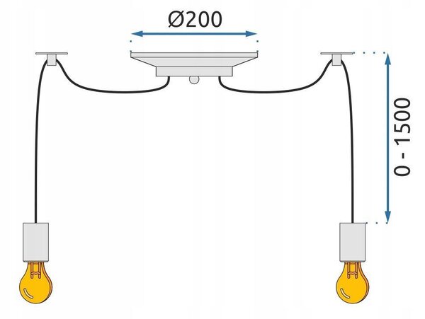 Toolight - Závěsná lampa 6xE27 APP680-6CP, zlaté lano, OSW-07864