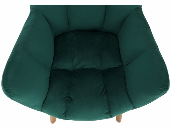 KONDELA Designové křeslo, smaragdová/dub, FONDAR