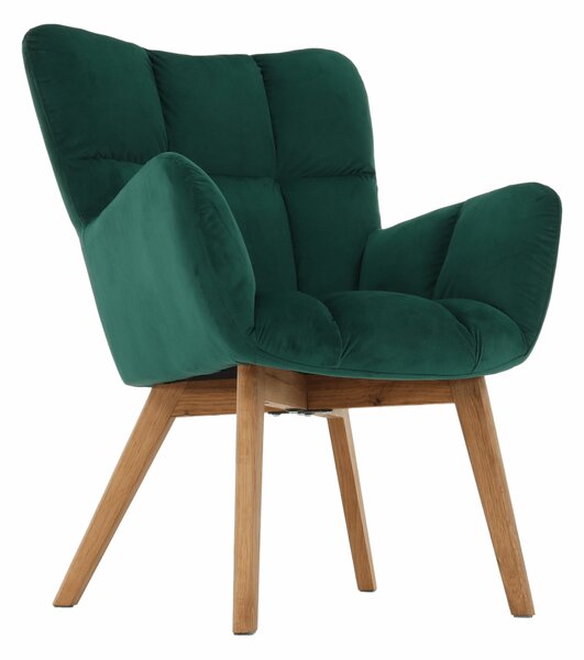 KONDELA Designové křeslo, smaragdová/dub, FONDAR
