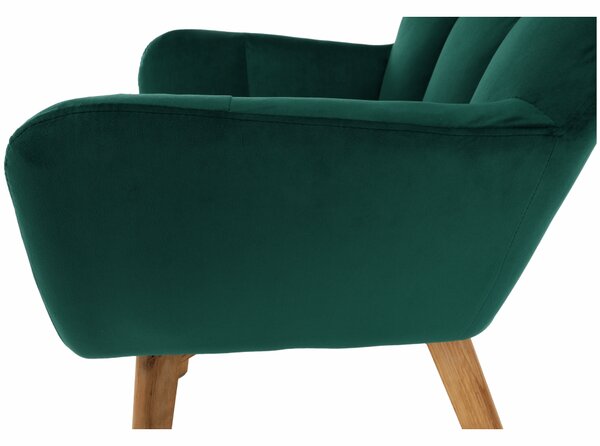 KONDELA Designové křeslo, smaragdová/dub, FONDAR