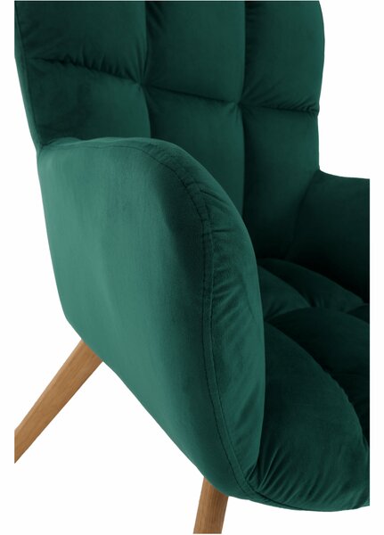 KONDELA Designové křeslo, smaragdová/dub, FONDAR