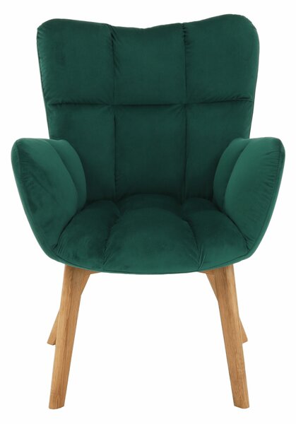 KONDELA Designové křeslo, smaragdová/dub, FONDAR