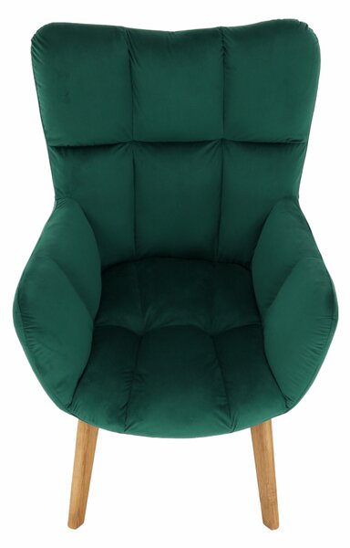KONDELA Designové křeslo, smaragdová/dub, FONDAR