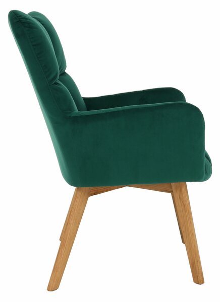 KONDELA Designové křeslo, smaragdová/dub, FONDAR