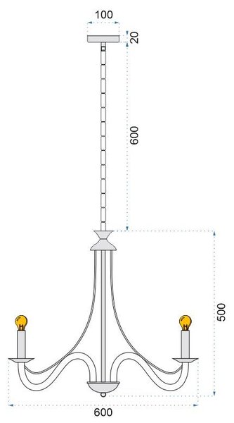 Toolight - Závěsné svítidlo 5xE14 60W APP210-3CPR, černá, OSW-08146