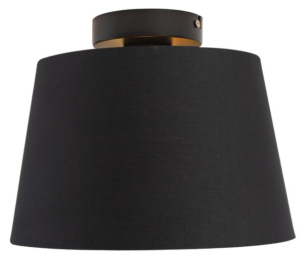 Stropní svítidlo s bavlněným stínítkem černé se zlatem 25 cm - Combi Black