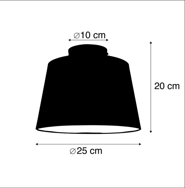 Stropní svítidlo s bavlněným stínítkem černé se zlatem 25 cm - Combi Black