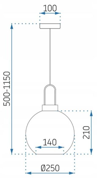 Toolight Toolight, skleněné kulové závěsné stropní svítidlo 25 cm APP630-1CP, zlatá, OSW-05635