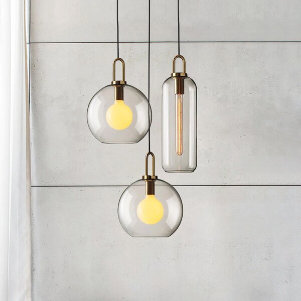 Toolight - Závěsné svítidlo ze skla 1xE27 60W APP442-CP, zlatá, OSW-05633