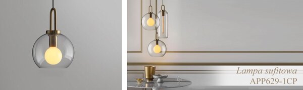 Toolight - Závěsné svítidlo ze skla 1xE27 60W APP442-CP, zlatá, OSW-05633