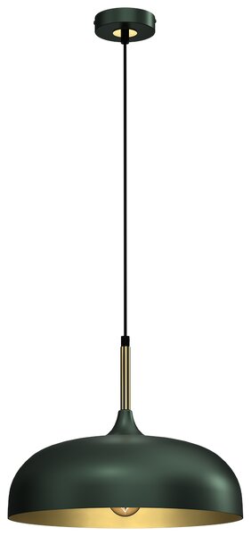 Závěsné svítidlo Lincoln, 1x zlaté/zelené kovové stínítko, (fi 35cm), gr/g