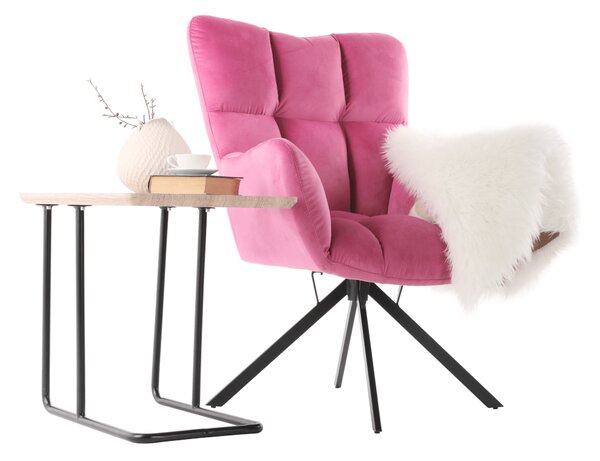 KONDELA Designové otočné křeslo, růžová Velvet látka / černá, KOMODO