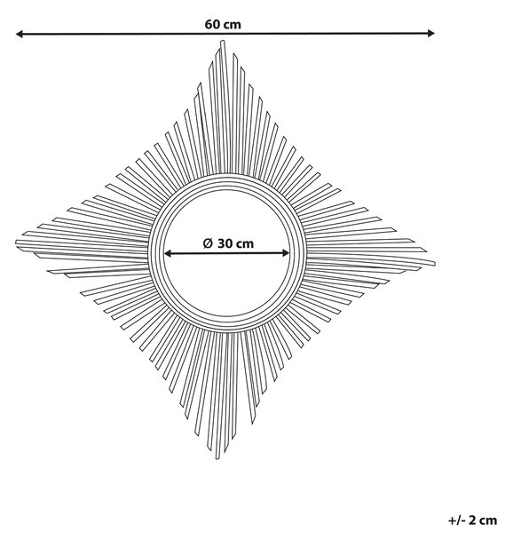 Zrcadlo MAJENE 60 cm 60 cm Ratan Přírodní