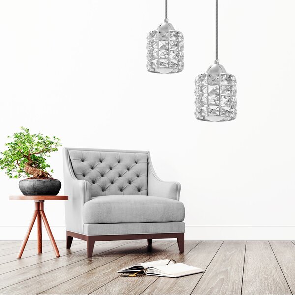 Toolight - Křišťálová závěsná lampa 1xE27 APP210-3CPR, chromová, OSW-06875