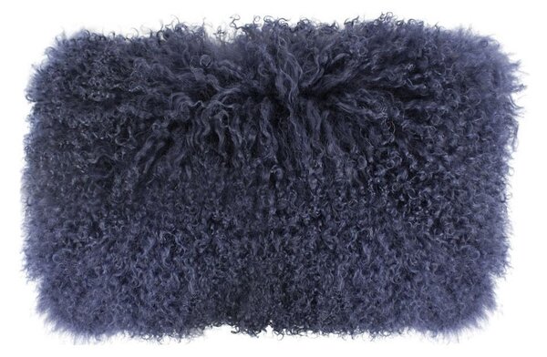 Polštář modrá ovčí kůže kudrnatý dlouhý chlup Navy Curly - 50*30*10cm - Mars & More