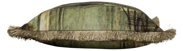 Sametový polštář s pávem a zlatými třásněmi - 45*45*10cm - Mars & More