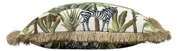 Sametový polštář s třásněmi Jungle - 45*45*10cm - Mars & More
