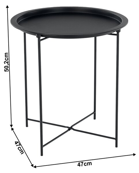KONDELA Příruční stolek s odnímatelnou tácem, černá, RENDER