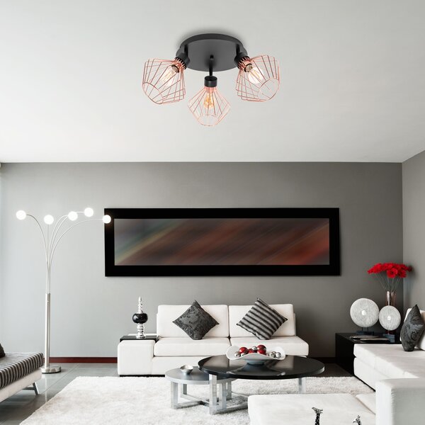 Toolight - Stropní lampa typu reflektor 392195, černá-růžové zlato, OSW-08561