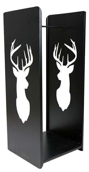 Kovový stojan na dřevo Deer, 40x100 cm, černá