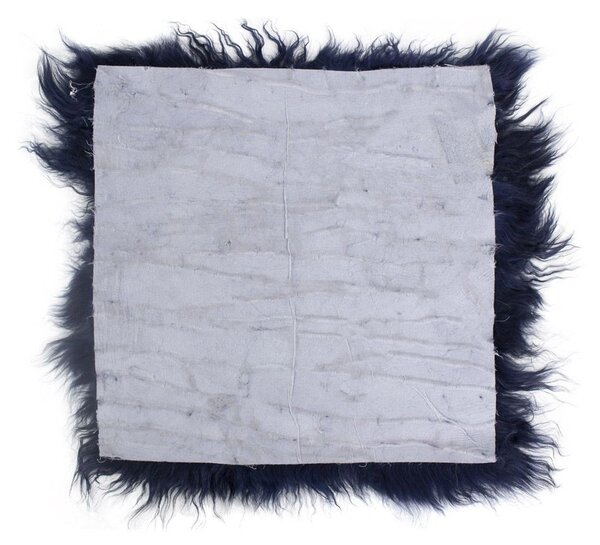 Kožený modrý podsedák dlouhý chlup - 40*40*2cm - Mars & More