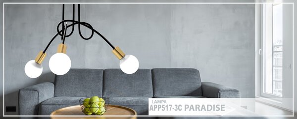 Toolight - Stropní svítidlo Paradise 3xE27 APP517-3C, černá-zlatá, OSW-08640