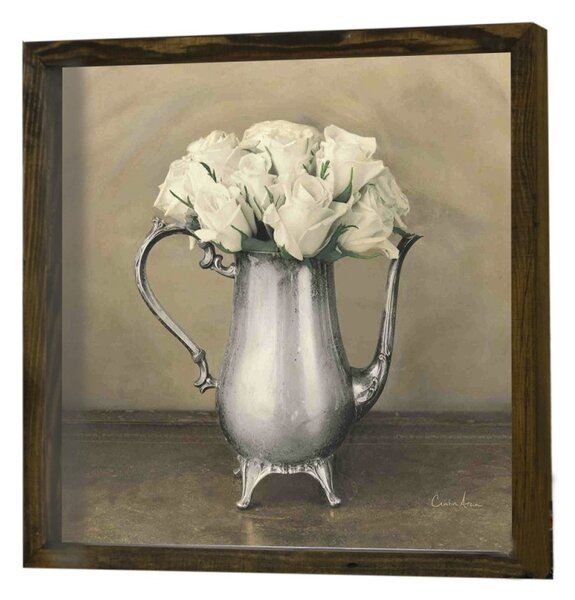 Wallity Nástěnný obraz Rose 34x34 cm béžová/bílá