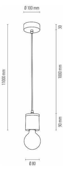 Závěsné svítidlo CESAR, 1xMax.60W, betonové tělo svítidla, olejovaný dub