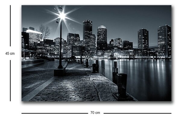 Wallity Obraz s LED osvětlením NOČNÍ MĚSTO S ŘEKOU 45 x 70 cm